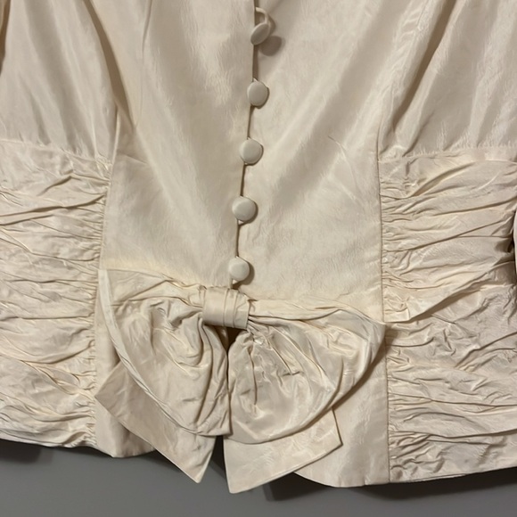 Teri Jon Cream/Ivory Silk Taffeta Ruched Evening Jacket by Rickle Freeman Size 4 - Picture 5 of 7